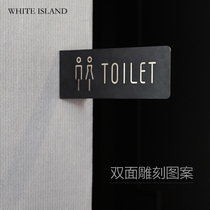 Double-sided toilet logo doorplate toilet side wall logo reminder plate custom-made men's and women's toilet side hanging horizontal