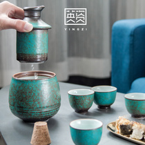 British-funded wine wine Ware Chinese white wine yellow wine hot pot household ceramic glass set boiled wine antique wine set