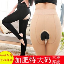 Autumn and winter plus velvet thickened high density nylon open file sexy free leggings plus fat special size single layer pantyhose