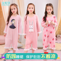 Girls nightgown cotton spring and autumn Princess summer baby home clothes girl childrens pajamas conjoined big childrens autumn