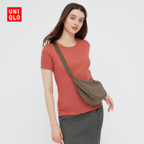 UNIQLO Women Cotton Ribbed Round Neck T-Shirt (Short Sleeve) 435671 UNIQLO