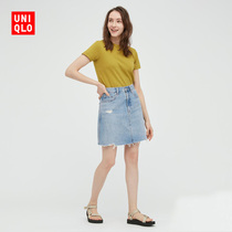 UNIQLO Womens Denim Mini Skirt (Summer Skirt) (Washed product) 437810 UNIQLO