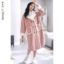 Sleeping robe ladies sleepwear bathrobe winter flange suede coral suede thickened with velvety plush autumn and winter money in the middle of winter