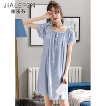 Nightdress ladies pajamas skirt summer silk Ice Silk thin cute Japanese sweet princess style long