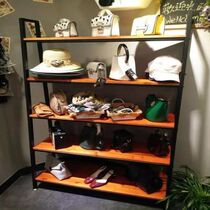 Shoe rack layer solid wood simple retro floor-to-ceiling wall rack Shoe bag cabinet rack display rack combination