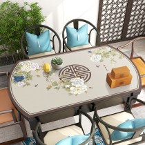 Oval table mat new Chinese pvc waterproof oil-proof wash-free anti-scalding thick round table table cloth household customizable