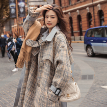 Pregnant women autumn clothes ins fashion long coat women pregnant women autumn and winter Korean loose plaid jacket spring and autumn
