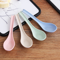 Wheat straw long handle soup spoon Creative household spoon Multi-color spoon Environmental protection tableware Korean plastic twisted tail spoon