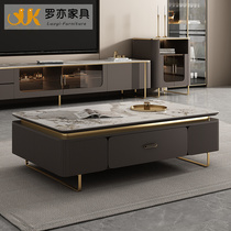 Tea Table Modern Light Lavish Style Extremely Brief Square Home Imported Rock Board Tea Table TV Cabinet Composition Guest Hall Furniture
