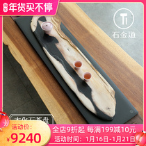 Shijindo natural Wujin Stone tea tray household light luxury modern wood fossil tea table light luxury large high grade stone Tea Sea