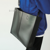 DIOPI Korean version of the new slanted satchel PU Tide Card Tote Bag Large Capacity Hand Men Bag Bag Youth Single Shoulder Bag