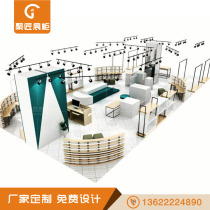 Simple iron frame wood layer board womens shoes display rack Transparent fast fashion mens and womens shoes display cabinet custom creative window booth
