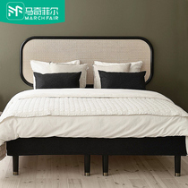Magchifield Nordic solid wood bed rattan bed rattan art furniture hotel apartment B & B creative furniture ins