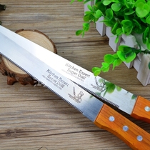 Baking tool stainless steel 10 inch 12 inch serrated cake knife wooden handle fruit cutter toast slicing knife