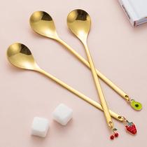 Ink long handle small spoon cute coffee stirring spoon net red creative exquisite cup spoon dessert spoon good-looking spoon