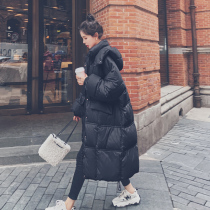 Pregnant womens down cotton clothes womens winter New Korean version of large loose pregnancy late winter cotton-padded jacket medium and long coat