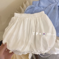 Girl Summer Pumpkin Pants Pure color tightness Tightening Up Flower Bud Loose version casual pants dress little girl thin foreign air shorts