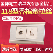 International Electrical 118 Switch Small Two Cable Closed Circuit Broadband Network TV Computer Socket Panel
