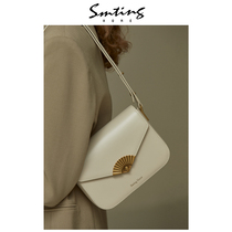 (Simutin) Alice cowhide small square bag womens single shoulder armpit bag retro niche design crossbody bag bag