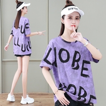 Fashion loose letter printing pure cotton short-sleeved t-shirt womens top European station 2021 summer new European goods