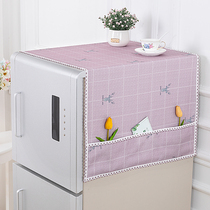 Refrigerator cover cloth single open double door laundry Hood refrigerator dust cover cotton linen waterproof cover towel microwave oven dust cloth