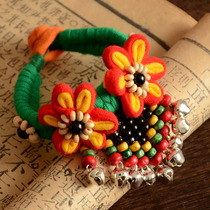Yunnan ethnic hand flower Lijiang bracelet Wrist flower handmade rope braided Bomi bracelet Hanfu fabric bracelet dance accessories