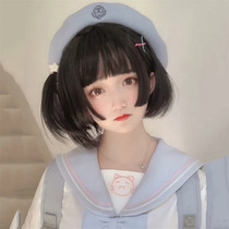 Princess cut wig female short hair Ji hair style bobo head natural realistic round face lolita three knives complete head cover style