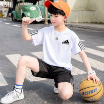 Fat Boy Sports Suit Summer Loaded Loose Speed Dry Ball Suit CUHK Boy 8 Children ten 12-15 Year Old Ice Silk Two Sets
