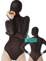 Black translucent Lycra elastic half-pack zentai tights Silky penetration