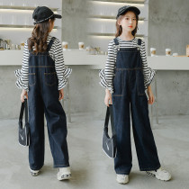 Girls back with pants suit fall 2022 new pro-submount broadlegged pants Korean version CUHK Scout Jeans Tide