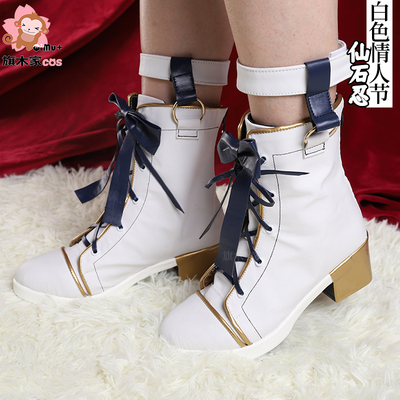 taobao agent Idol Fantasy Festival 2COS Xianshi Ninja Chunchuan COS Shoes White Valentine's Day blushing Flush boots customization