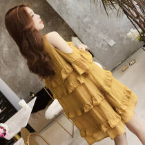 Maternity dress Summer dress Fashion suit Age-reducing tide mom off-the-shoulder summer skirt Summer thin belly skirt