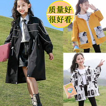 Girls coat long windbreaker spring and autumn 2021 new foreign style Korean version of big childrens winter hair coat 12
