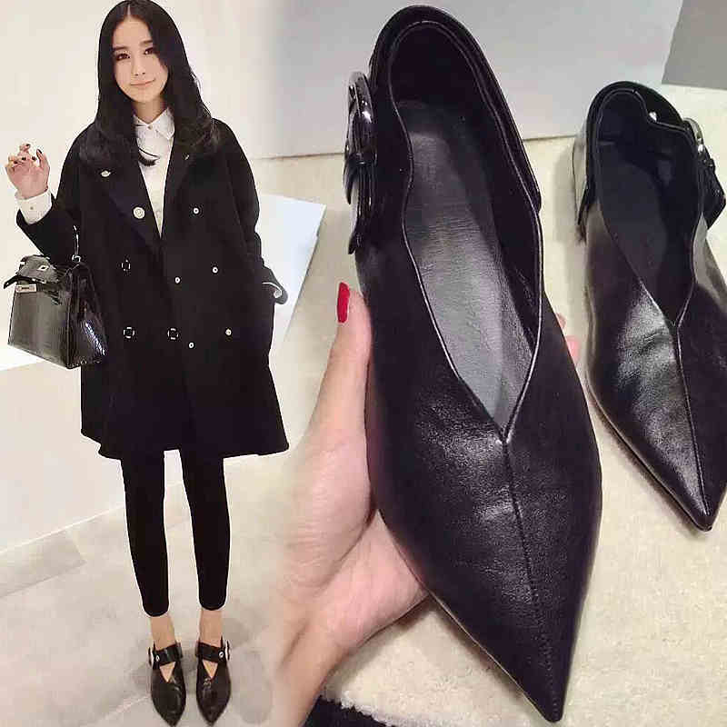 Soft-leather pointed single shoe Shoe Shoe Shoe Shoe Shoe Shoe Shoe CK Shoe New Spring Baitao Fairy in 2019