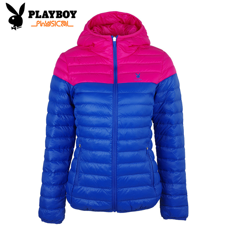 Playboy's Down Dress Ladies Outdoor Thermal Fitness and Hat Sports Down Dress Ultra Light White Duck Down Coat