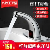 All copper induction faucet Basin automatic faucet Single hot and cold intelligent induction infrared household hand sanitizer