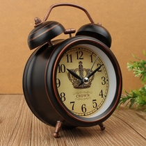 Creative Mute Personality Modern Students Night Vision Light Alarm Clock Headboard Metal Alarm Clock Eurostyle Retro Nostalgic Alarm Clock Pendulum