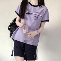 Pure Cotton Shorts Short Sleeve Han Edition Student Sports Suit Women Summer Loose Yard Wind Leisure Two Sets Running Suit Tide