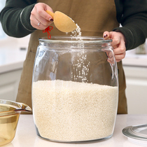 Glass sealed jar large rice barrel household rice storage box transparent with lid kitchen food grain storage tank glass tank