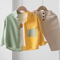 Boys Shirt Foreign Shirt 2021 New Splice Fashion Top Tide Baby Shirt