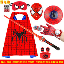 Halloween children costume Superman hero cos cloak Cape Spider clothes performance suit shield sword mask