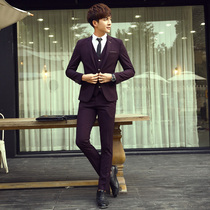Burgundy studio wedding suit male fat groom plus size 6XL dress host suit suit suit