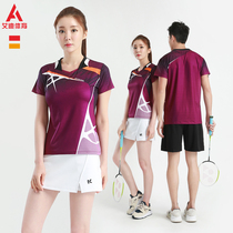 Quick-drying badminton suit men and womens new short-sleeved breathable running table tennis sportswear top custom printing