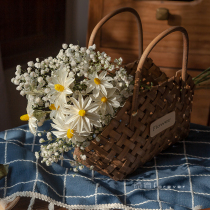 Natural starry dried flowers decoration desktop window display picnic flower basket bouquet wedding photography decoration small daisy