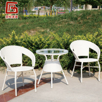 Factory rattan chair three-piece outdoor courtyard garden villa black and white gradient color rattan woven table and chair rattan chair