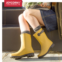 joycorn plus rain shoes in the tube fashion outside wearing water shoes women non-slip rubber shoes waterproof adult rain boots summer
