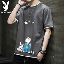 Playboy short-sleeved t-shirt mens summer tide brand top clothes mens 2021 new suit body loose summer clothes