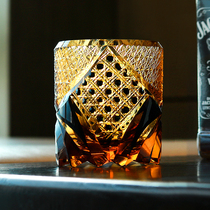 Whisky glass Japanese hand carved Western wine glass Crystal glass glass Edo Kiriko vintage ins style