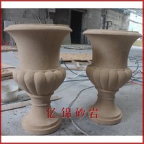 Sandstone sculpture European flowerpot flower pot garden landscape carving bonsai home decoration decoration-simple flower pot