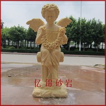Sandstone sculpture sandstone round carving indoor and outdoor urban garden Garden community landscape decoration-character Little Angel